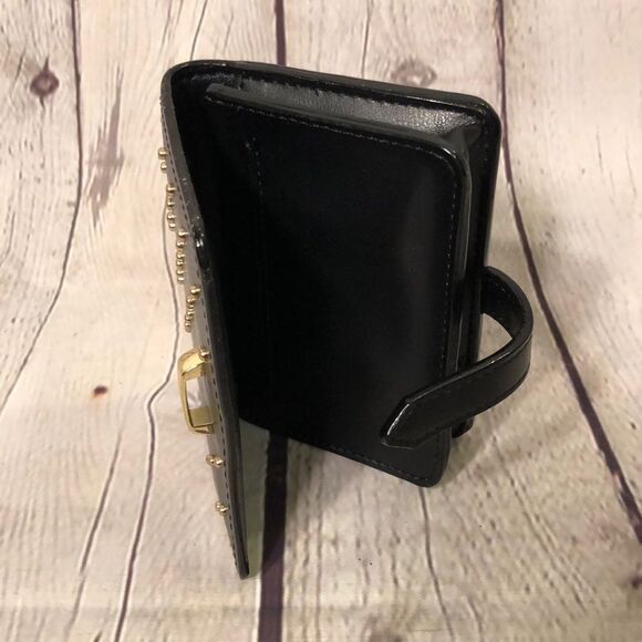 Ladies Black Wallet With Goldtone Studs New Without Tags - Picture 8 of 8